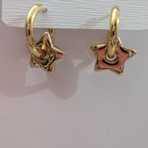 Star drop Hoop Earrings